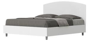 Letto Matrimoniale 160x190 cm con Rete e Contenitore Alzata Comoda Struttura Bianco Frassico e Testata in Similpelle Antilia Bianco