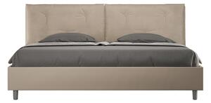 Letto Matrimoniale King Size 200x200 cm con Rete e Contenitore Imbottito in Similpelle Appia Large Tortora