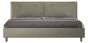 Letto Matrimoniale King Size 200x200 cm con Rete e Contenitore Imbottito in Similpelle Appia Large Cappuccino