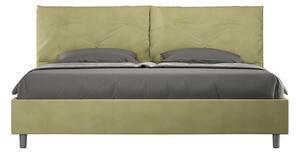 Letto Matrimoniale King Size 190x200 cm con Rete e Contenitore Imbottito in Microfibra Appia Large Tè Verde