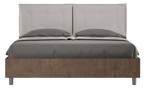 Letto Matrimoniale 160x200 cm con Rete e Contenitore Struttura Noce con Cuscini in Similpelle Egos Annalisa Tortora