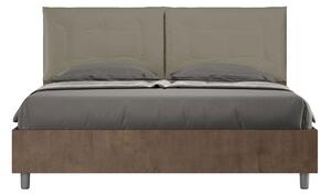 Letto Matrimoniale 160x190 cm Senza Rete Struttura Noce con Cuscini in Similpelle Egos Annalisa Cappuccino