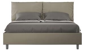 Letto Matrimoniale 160x190 cm con Rete e Contenitore con Alzata Comoda Imbottito in Similpelle Antea Cappuccino