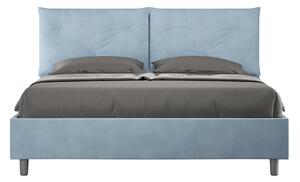 Letto Matrimoniale 160x190 cm con Rete e Contenitore Giroletto con Alzata Comoda Imbottito in Microfibra Appia Azzurro