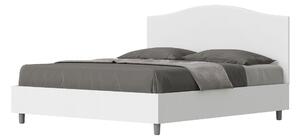 Letto Matrimoniale 160x190 cm con Rete e Contenitore Alzata Comoda Struttura Bianco Frassico e Testata in Similpelle Grace Bianco