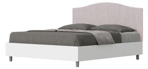 Letto Matrimoniale 160x200 cm con Rete e Contenitore Alzata Comoda Struttura Bianco Frassico e Testata in Microfibra Grace Glicine