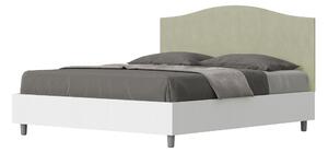 Letto Matrimoniale 160x200 cm con Rete e Contenitore Alzata Comoda Struttura Bianco Frassico e Testata in Microfibra Grace Tè Verde
