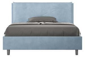 Letto Matrimoniale Francese 140x190 cm con Rete Imbottito in Microfibra Appia Large Azzurro