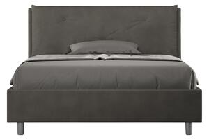 Letto Matrimoniale Francese 140x200 cm con Rete e Contenitore Imbottito in Microfibra Appia Large Grigio
