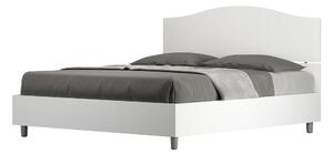 Letto Matrimoniale 160x190 cm con Rete e Contenitore Alzata Comoda Testata Sagomata Dores Bianco Frassino