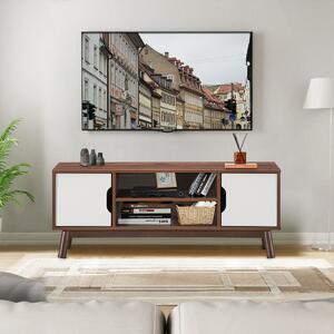 Costway Mobile TV fino a 110cm rustico industriale di legno, Organizer multiuso con ripiano aperto 2 armadietti Bianco