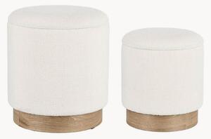 Set di 2 pouf imbottiti in bouclé con vano contenitore Zoya