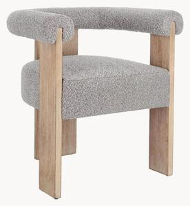 Sedia da pranzo in bouclé e legno di gomma con braccioli Agape