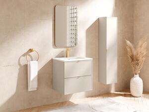 Mobile bagno sospeso con lavabo da incasso e colonna Beige 60 cm - ONDIL