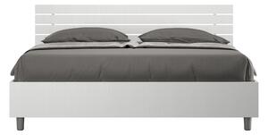 Letto Matrimoniale 160x190 cm con Rete e Contenitore Alzata Comoda Testata Dritta a Doghe Ankel Bianco Frassino