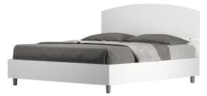 Letto Matrimoniale 160x190 cm con Rete e Contenitore Alzata Comoda Testata Inclinata a Doghe Dora Bianco Frassino