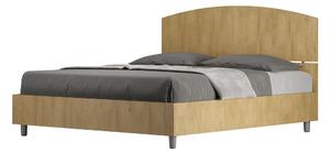 Letto Matrimoniale 160x190 cm con Rete e Contenitore Alzata Comoda Testata Inclinata a Doghe Dora Quercia