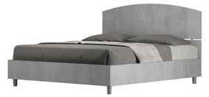 Letto Matrimoniale 160x200 cm con Rete e Contenitore Alzata Comoda Testata Inclinata a Doghe Dora Cemento
