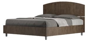 Letto Matrimoniale 160x200 cm con Rete e Contenitore Alzata Comoda Testata Inclinata a Doghe Dora Noce