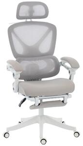 HOMCOM Sedia da ufficio ergonomica reclinabile in rete con poggiatesta regolabile, grigio | Aosom Italy