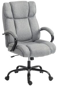 Vinsetto Sedia Ufficio Ergonomica in Tessuto Effetto Lino, Portata 220kg, Girevole, Altezza Regolabile, Grigio Chiaro | Aosom Italy