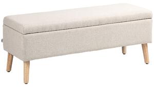 HOMCOM Cassapanca Contenitore 110x39x45 cm in Tessuto Effetto Lino, Gambe in Legno di Caucciù, Capacità 220 kg, Beige | Aosom Italy
