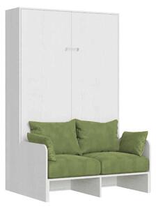 Letto Matrimoniale Francese A Scomparsa 140 Kentaro Con Divano Bianco Frassino e Verde