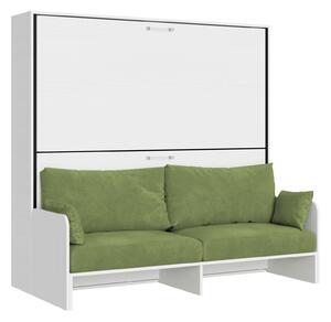 Letto Doppio A Scomparsa Kando Con Divano Bianco Frassino e Verde