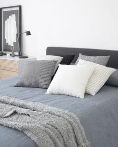 Fodera cuscino Maialen 100% lino quadrati bianchi e righe nere 45 x 45 cm