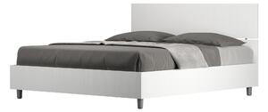 Letto Matrimoniale 160x200 cm con Rete e Contenitore Alzata Comoda Testata Dritta Demas Bianco Frassino