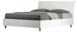 Letto Matrimoniale 160x190 cm con Rete e Contenitore Alzata Comoda Testata Inclinata Demas Bianco Frassino