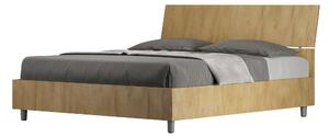 Letto Matrimoniale 160x190 cm con Rete e Contenitore Alzata Comoda Testata Inclinata Demas Quercia