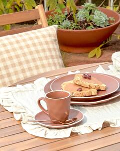 Tazzina e piattino da caffè Rin in ceramica marrone