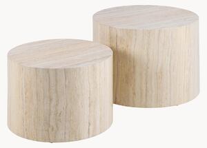 Set di 2 tavolini da salotto effetto travertino Dice