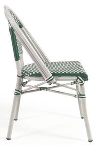 Sedia da bistrot da esterno Marilyn in alluminio e rattan sintetico verde e bianco