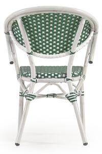 Sedia bistrot da esterno Marilyn alluminio braccioli e rattan sintetico verde e bianco