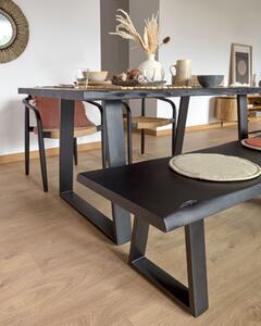 Tavolo Alaia in legno massello di acacia nero e gambe in acciaio nero 160 x 90 cm