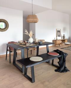 Tavolo Alaia in legno massello di acacia nero e gambe in acciaio nero 180 x 90 cm