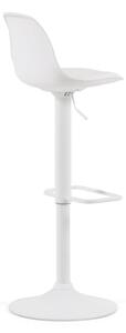 Sgabello Orlando - T in ecopelle bianco e acciaio bianco opaco 60-82 cm