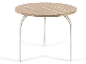 Tavolo rotondo Cailin in legno massello acacia con gambe acciaio bianco Ø 90 cm FSC 100%