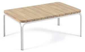 Tavolino da salotto Cailin in legno massello acacia gambe acciaio bianco 100x60cm FSC100%