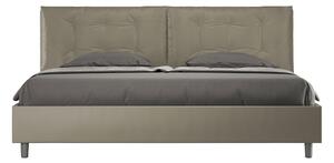 Letto Matrimoniale King Size 200x210 cm con Rete Testata con Cuscini Imbottito in Similpelle Annalisa Large Cappuccino