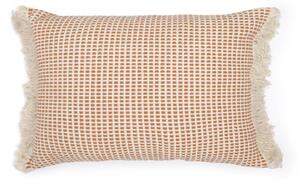 Fodera cuscino Kaia in cotone a righe naturali e terracotta 30 x 50 cm