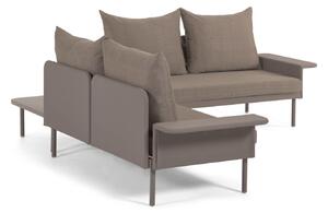 Set esterno Zaltana divano ad angolo, tavolo alluminio verniciato marrone opaco 164cm