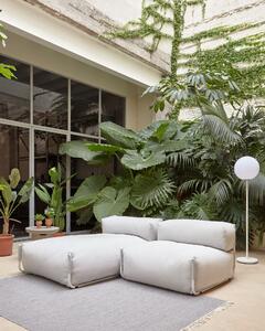 Pouf divano modulare 100% outdoor Square grigio chiaro e alluminio bianco 101 x 101 cm