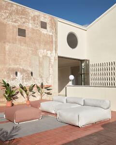 Pouf divano modulare 100% outdoor Square terracotta e alluminio bianco 101 x 101 cm