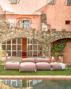 Pouf divano modulare longue outdoor Square terracotta e alluminio bianco 165 x 101 cm