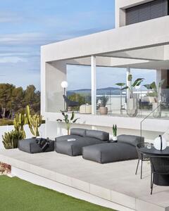 Pouf divano modulare schienale 100% outdoor Square grigio scuro e alluminio nero 101x101cm