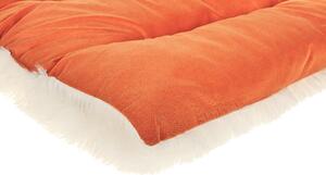 Cuccia animali letto per cani lettino gatti velluto arancione con nappe 90 x 60 cm Beliani