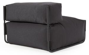 Pouf divano modulare schienale 100% outdoor Square grigio scuro e alluminio nero 101x101cm